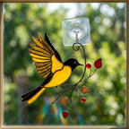 Goldfinch Stained Glass Suncatcher | Mom and Baby Yellow Bird Art | Mother's Day Gift for Mom | Spring Window Decor | Bird Watcher Gift