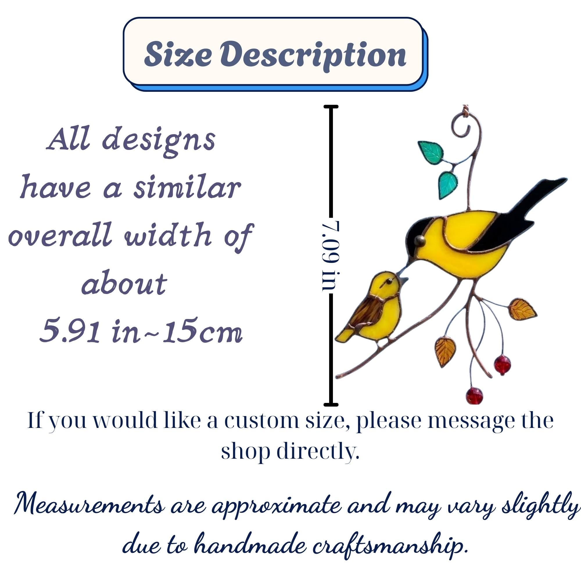 Goldfinch Stained Glass Suncatcher | Mom and Baby Yellow Bird Art | Mother's Day Gift for Mom | Spring Window Decor | Bird Watcher Gift