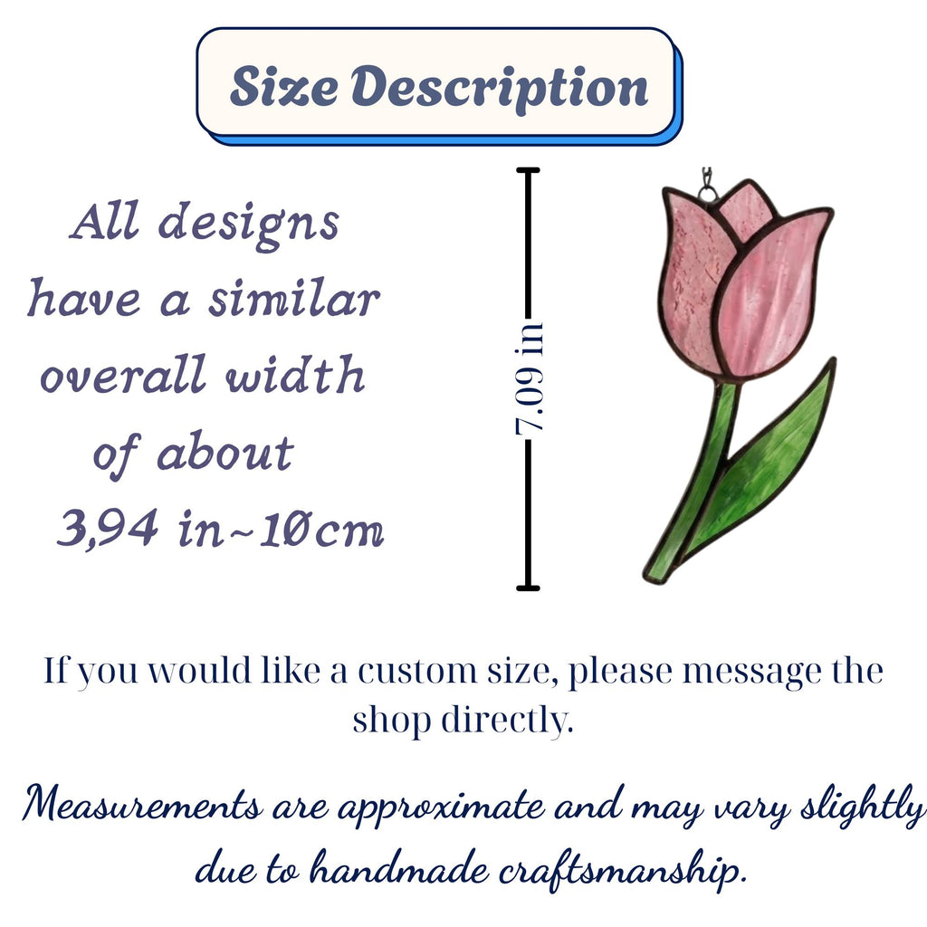 Stained Glass Tulip Suncatcher Spring Window Decor Flower Mother's Day Gift for Mom Romantic Anniversary Wife Botanical Glass Art
