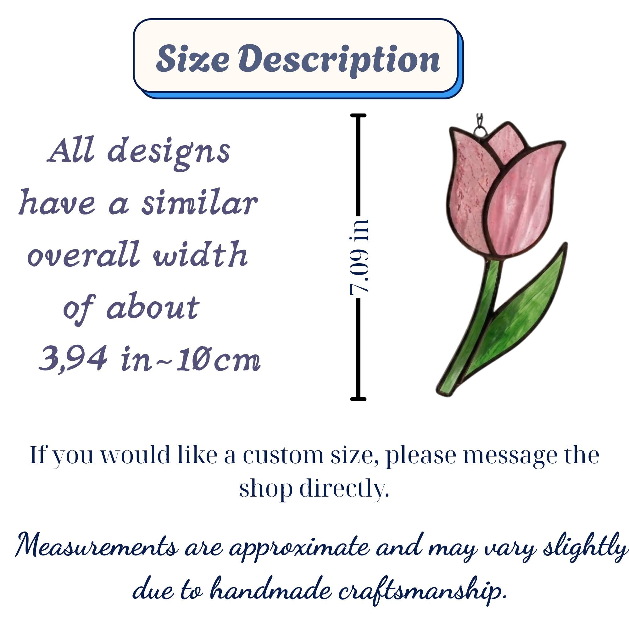 Stained Glass Tulip Suncatcher Spring Window Decor Flower Mother's Day Gift for Mom Romantic Anniversary Wife Botanical Glass Art