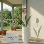 Handmade stained glass tulip flower stems arranged in a vase, custom forever bouquet colorful spring decor and personalized Mother's Day gift for mom.