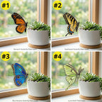 Monarch Butterfly Stained Glass Stake Indoor Planter Decor Botanical Fairy Garden Memorial Gift for Mom Plant Lover Suncatcher