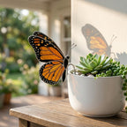 Stained Glass Monarch Butterfly Plant Stake | Handmade Window Hanging, Garden Decor, Gift for Mom or Nature Lovers