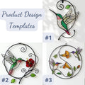Handcrafted stained glass hummingbird and floral suncatchers in a circular metal hoop, casting colored shadows, packaged in a luxury wooden gift box for Mother's Day.