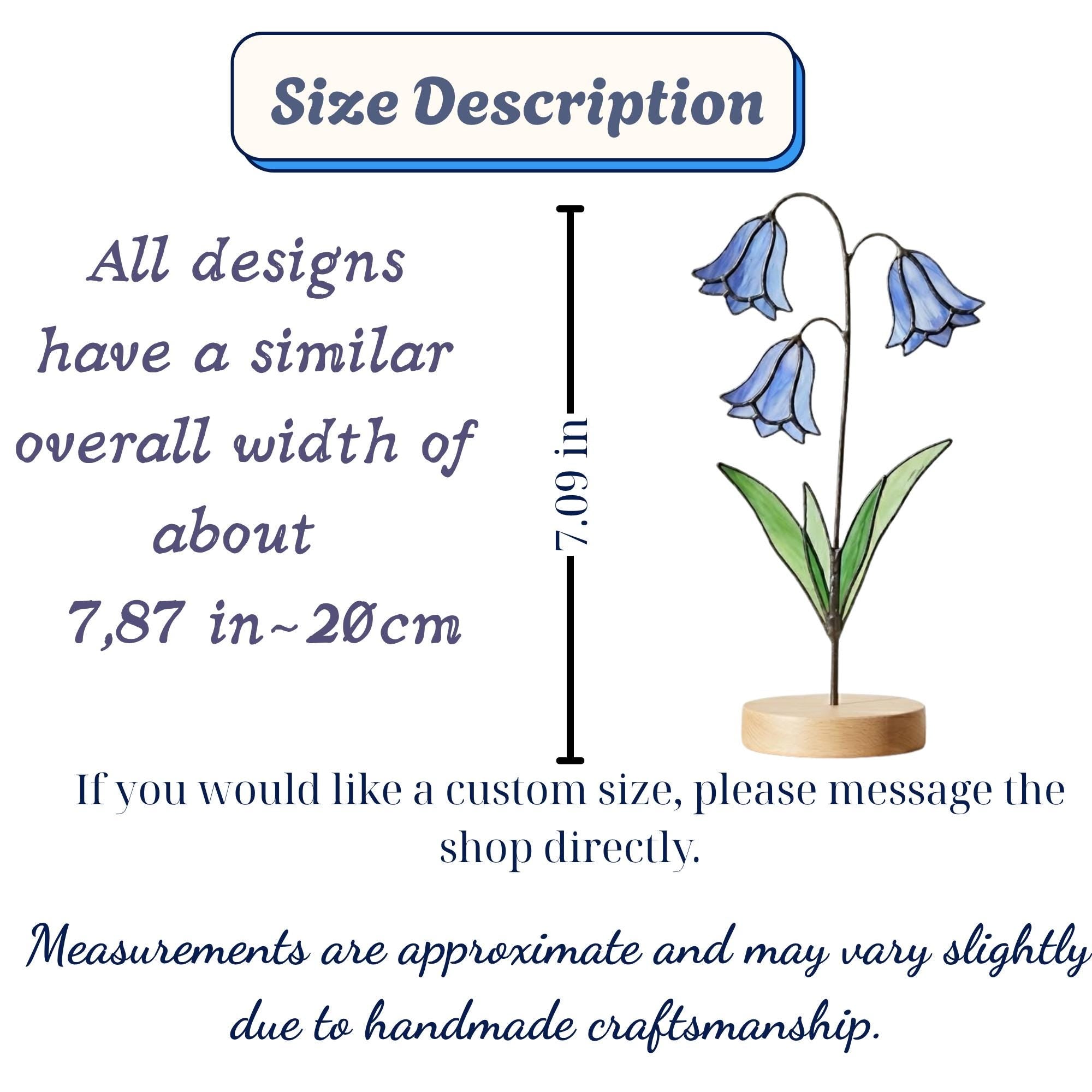 April Birth Flower Bluebell Stained Glass | Personalized Mother's Day Gift | Custom Engraved Wood Base | Botanical Spring Wildflower Decor