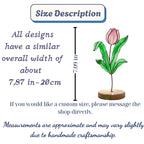 April Birth Flower Tulip Stained Glass Personalized Mother's Day Gift Custom Engraved Wood Base Botanical Spring Wildflower Art Decor