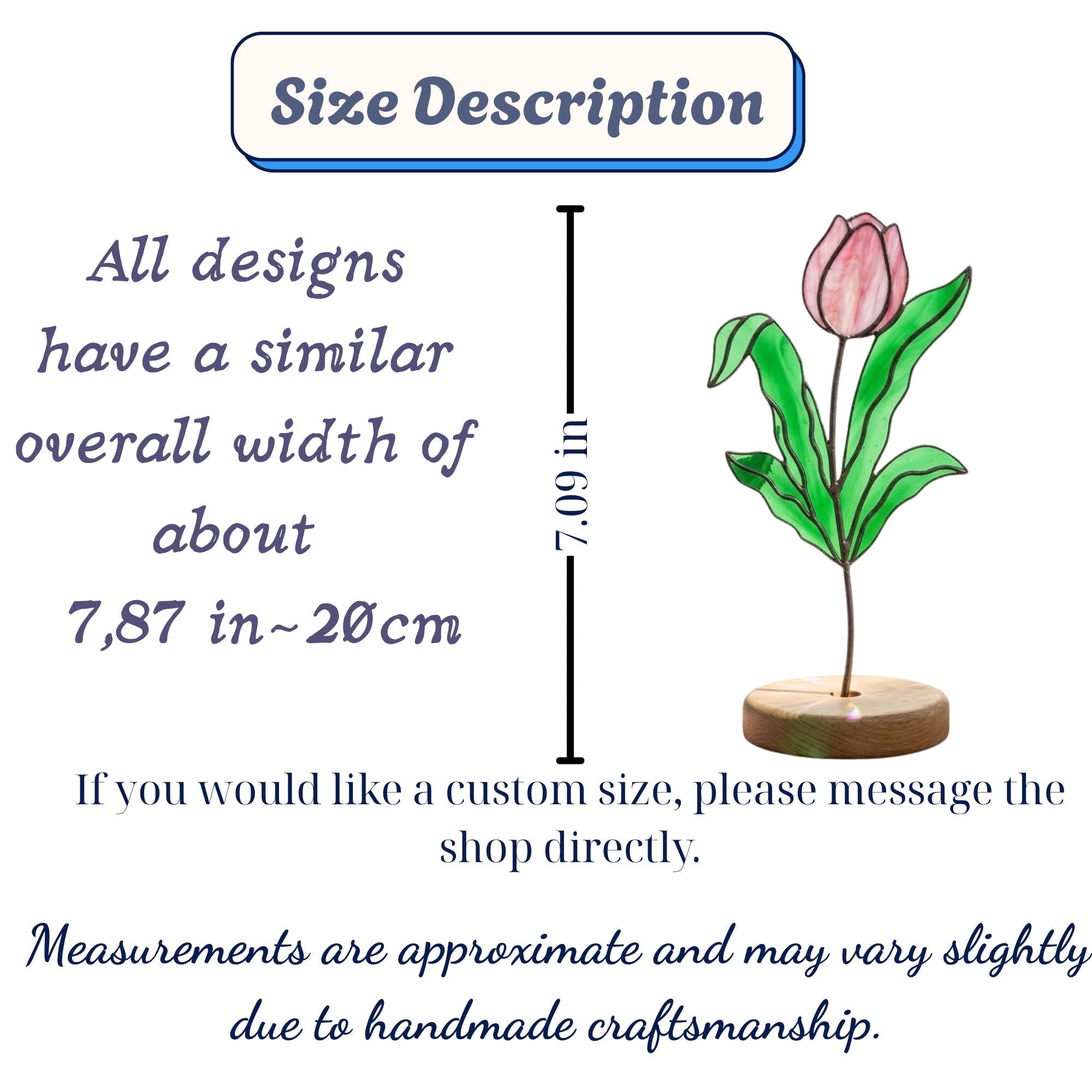 April Birth Flower Tulip Stained Glass Personalized Mother's Day Gift Custom Engraved Wood Base Botanical Spring Wildflower Art Decor