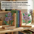 Personalized Purple Aster Stained Glass Bookends September Birth Flower Gift Purple Flower Suncatcher, Unique Teacher Gift, Library Decor