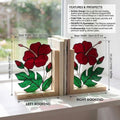 Personalized Hibiscus Stained Glass Bookends August Birth Flower Gift Red Tropical Suncatcher, Unique Teacher Gift, Beach House Decor