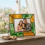 Stained Glass Photo Frame - Custom Mother's Day Gift - Tiffany Glass Art - Anniversary Gift for Wife - Boho Home Decor