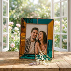 Stained Glass Photo Frame - Custom Mother's Day Gift - Tiffany Glass Art - Anniversary Gift for Wife - Boho Home Decor