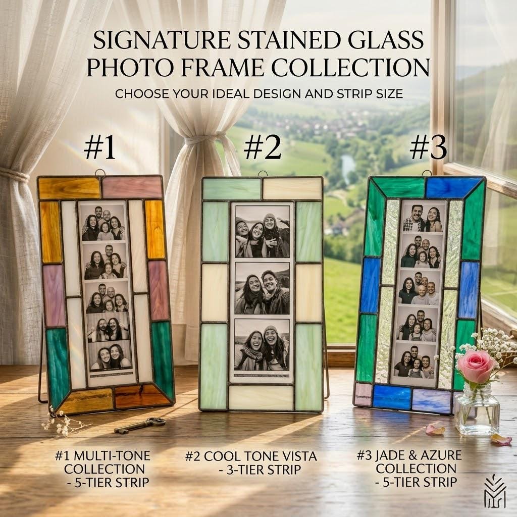 Stained Glass Photo Frame, Personalized Mother's Day Gift, Custom Tiffany Picture Frame 4x6 5x7, Anniversary Gift for Her, Boho Home Decor
