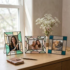 Handcrafted Glass Photo Frame Wedding Picture Display Pet Memorial Gift Tabletop Desk Decor Unique Birthday Gift for Her