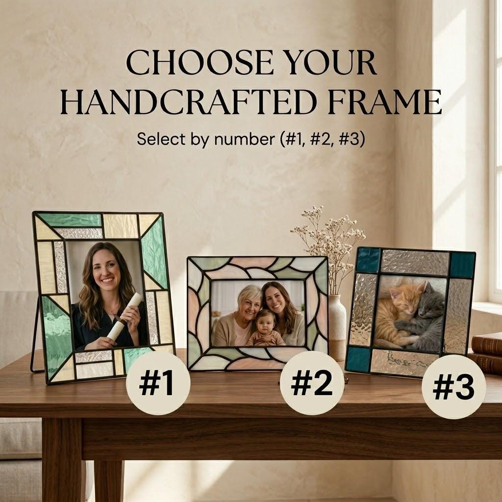 Handcrafted Glass Photo Frame Wedding Picture Display Pet Memorial Gift Tabletop Desk Decor Unique Birthday Gift for Her