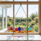 Stained Glass Bird Suncatcher Family of Birds Window Hanging Mother's Day Gift for Mom Sunroom Decor Housewarming Gift