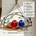 Stained Glass Bird Suncatcher Family of Birds Window Hanging Mother's Day Gift for Mom Sunroom Decor Housewarming Gift