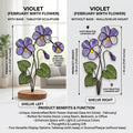 Violet Stained Glass Flower February Birth Month Gift Mother's Day Gift for Mom 2D Floral Desk Decor Unique Birthday Gift for Her