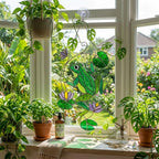 Stained Glass Frog Suncatcher, Green Frog Window Hanging, Lotus Pond Sun Catcher, Nature Decor, Cottagecore Gift, Handmade Glass Art