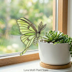 Hummingbird Stained Glass Plant Stake Indoor Planter Window Decor Cottagecore Fairy Garden Gift for Plant Lover Mom Botanical Art
