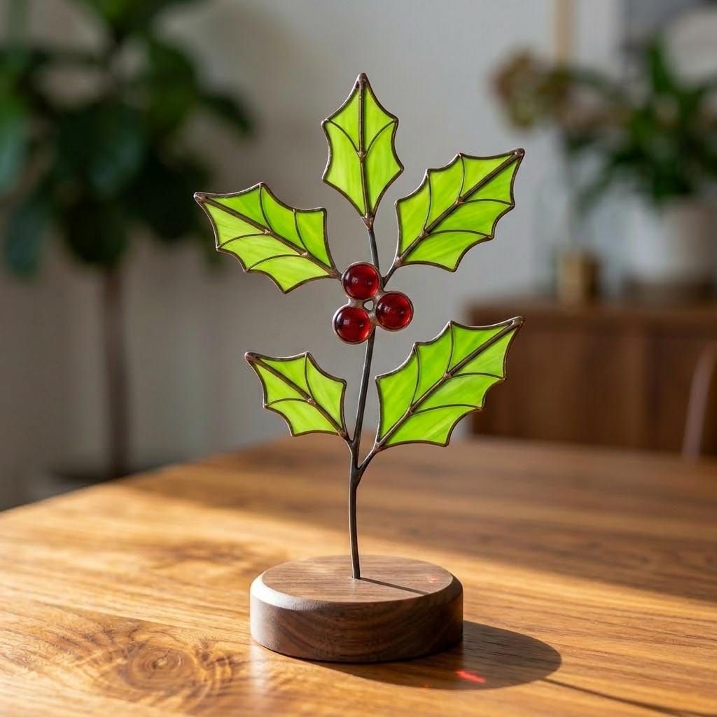 Stained Glass Birth Flower Plant Stake - Personalized Keepsake Gift, Mom Grandma Birthday Flower