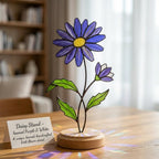 Stained Glass Birth Flower Plant Stake - Personalized Keepsake Gift, Mom Grandma Birthday Flower