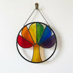 Custom Family Tree Stained Glass Suncatcher Personalized Gift for Grandma Tree of Life Window Hanging Thoughtful Mother's Day Gift