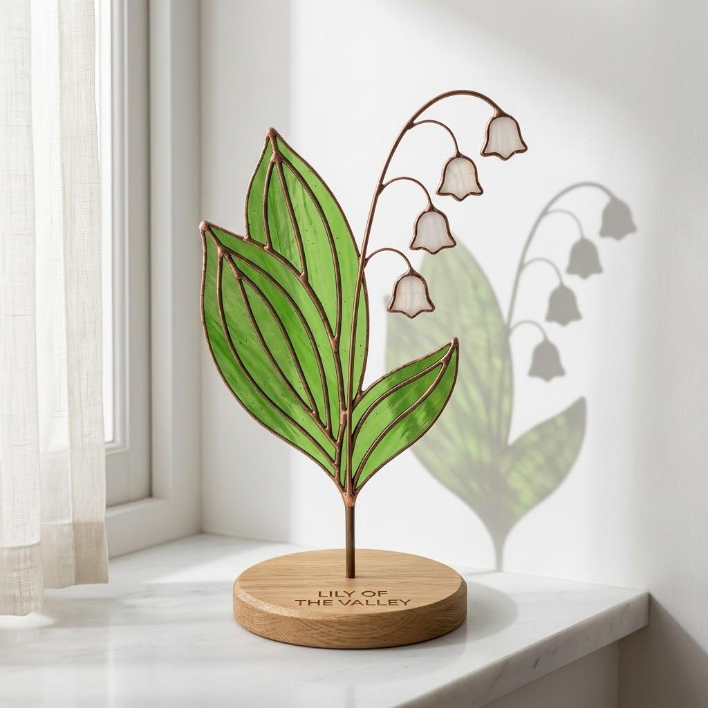 Lily of the Valley Stained Glass Flower May Birth Month Gift Mother's Day Gift for Mom Cottagecore Room Decor Botanical Art