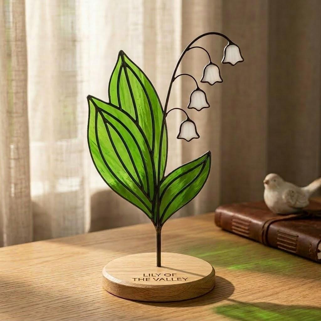 Lily of the Valley Stained Glass Flower May Birth Month Gift Mother's Day Gift for Mom Cottagecore Room Decor Botanical Art