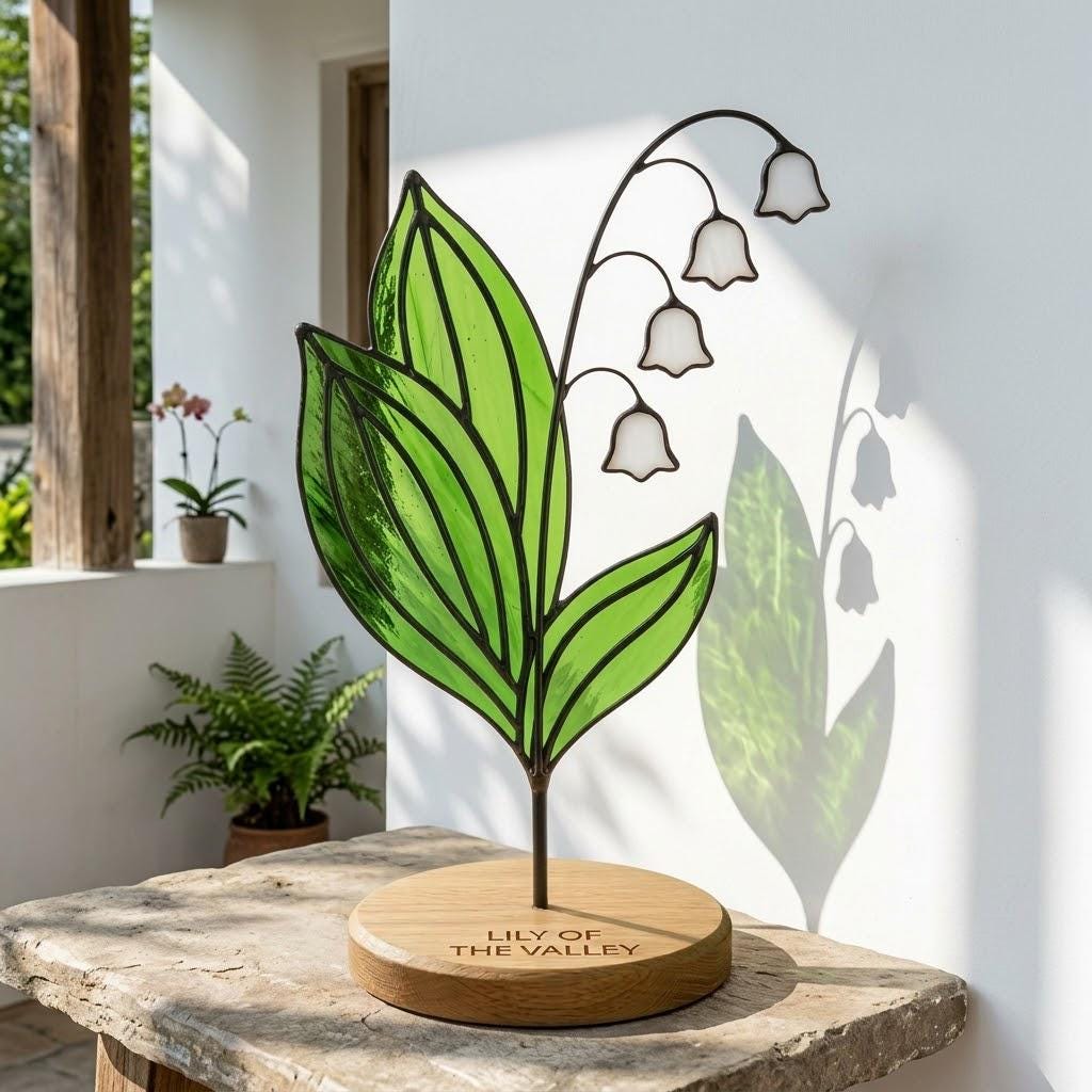 Lily of the Valley Stained Glass Flower May Birth Month Gift Mother's Day Gift for Mom Cottagecore Room Decor Botanical Art