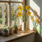 Stained Glass Daffodil Flower | Mother's Day Gift for Mom | March Birth Month | Everlasting Spring Window Decor | Birthday Gift Her