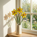 Stained Glass Daffodil Flower | Mother's Day Gift for Mom | March Birth Month | Everlasting Spring Window Decor | Birthday Gift Her
