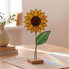 Stained Glass Sunflower on Stand July Birth Flower Mother's Day Gift for Mom Sunflower Lover Decor Birthday Gift for Her