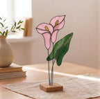 Calla Lily Stained Glass Flower 6th Anniversary Gift for Wife Mother's Day Gift Sympathy Gift Everlasting Pink Floral Decor