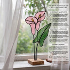 Calla Lily Stained Glass Flower 6th Anniversary Gift for Wife Mother's Day Gift Sympathy Gift Everlasting Pink Floral Decor