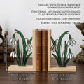 Snowdrop Stained Glass Bookends, Natural Wood Base January Birth Flower Gift Handmade White Floral Suncatcher, Sympathy Gift, Home Decor