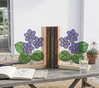 Personalized African Violet Stained Glass Bookends | February Birth Flower Gift | Purple Floral Suncatcher, Unique Teacher Gift