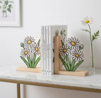 Personalized Daisy Stained Glass Bookends April Birth Flower Gift White Flower Suncatcher, Unique Teacher Gift, Nursery Bookshelf Decor