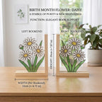 Personalized Daisy Stained Glass Bookends April Birth Flower Gift White Flower Suncatcher, Unique Teacher Gift, Nursery Bookshelf Decor