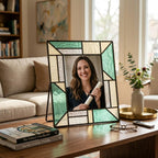 Handcrafted Glass Photo Frame Wedding Picture Display Pet Memorial Gift Tabletop Desk Decor Unique Birthday Gift for Her