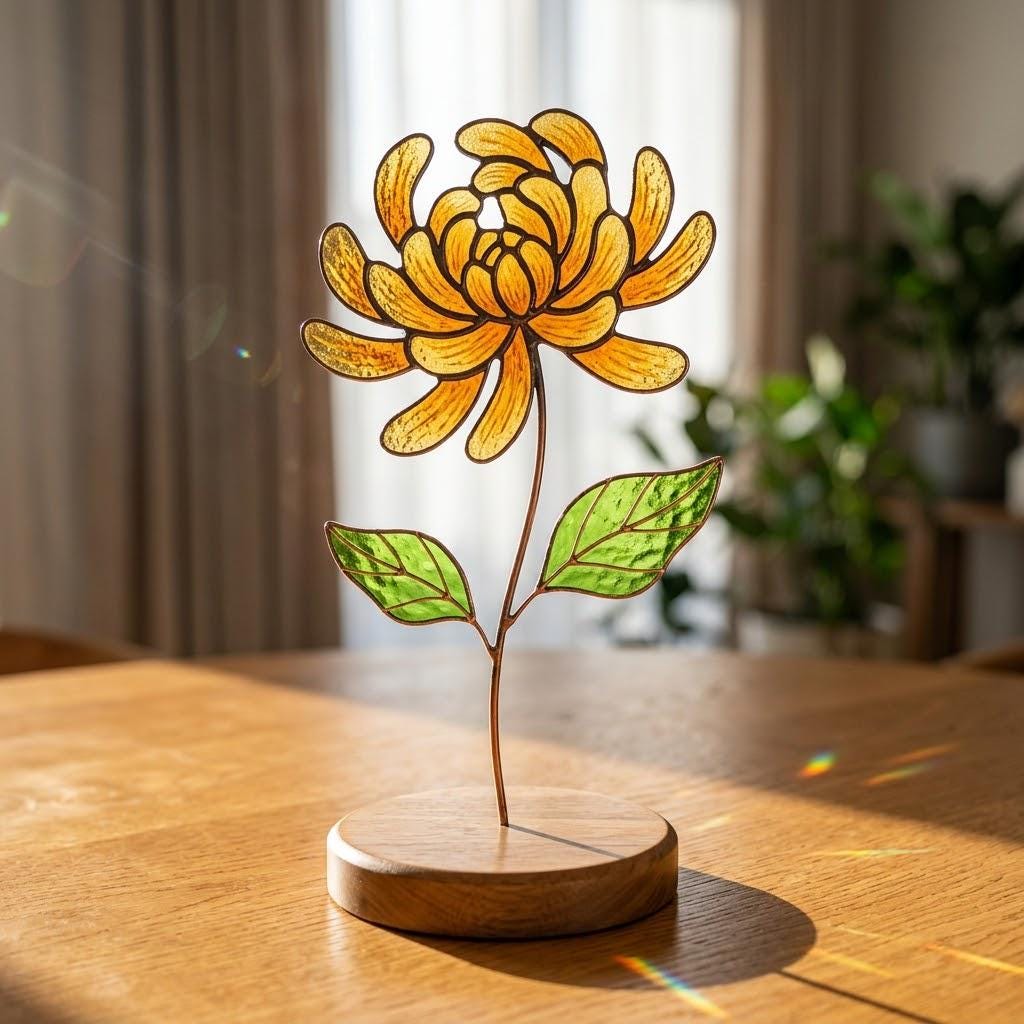 Mother's Day Gift, Personalized Birth Flower Stained Glass, Custom Plant Stake for Mom, Grandma's Garden Gift, Birthday Flower for Her, Boho