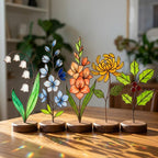 Stained Glass Plant Stake, Personalized Birth Flower Garden Decor, Mother's Day Gift for Gardeners, Custom Flower Stake, Grandma Garden