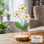 Custom Birth Month Flower, Stained Glass Decor with Wood Base, Personalized Gift for Her, Mothers Day Glass Art, Engraved Name Keepsake