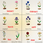 Stained Glass Birth Flower Plant Stake - Personalized Keepsake Gift, Mom Grandma Birthday Flower