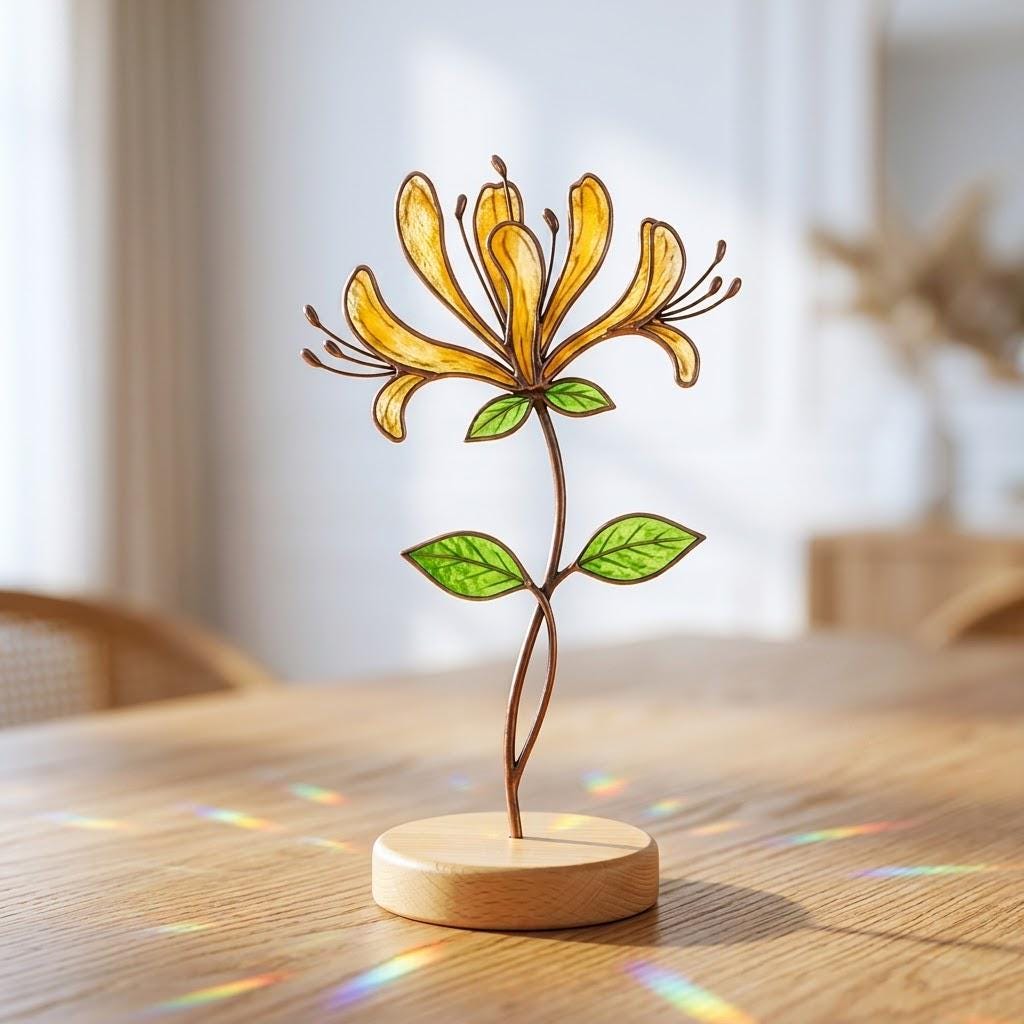Stained Glass Plant Stake, Personalized Birth Flower Garden Decor, Mother's Day Gift for Gardeners, Custom Flower Stake, Grandma Garden