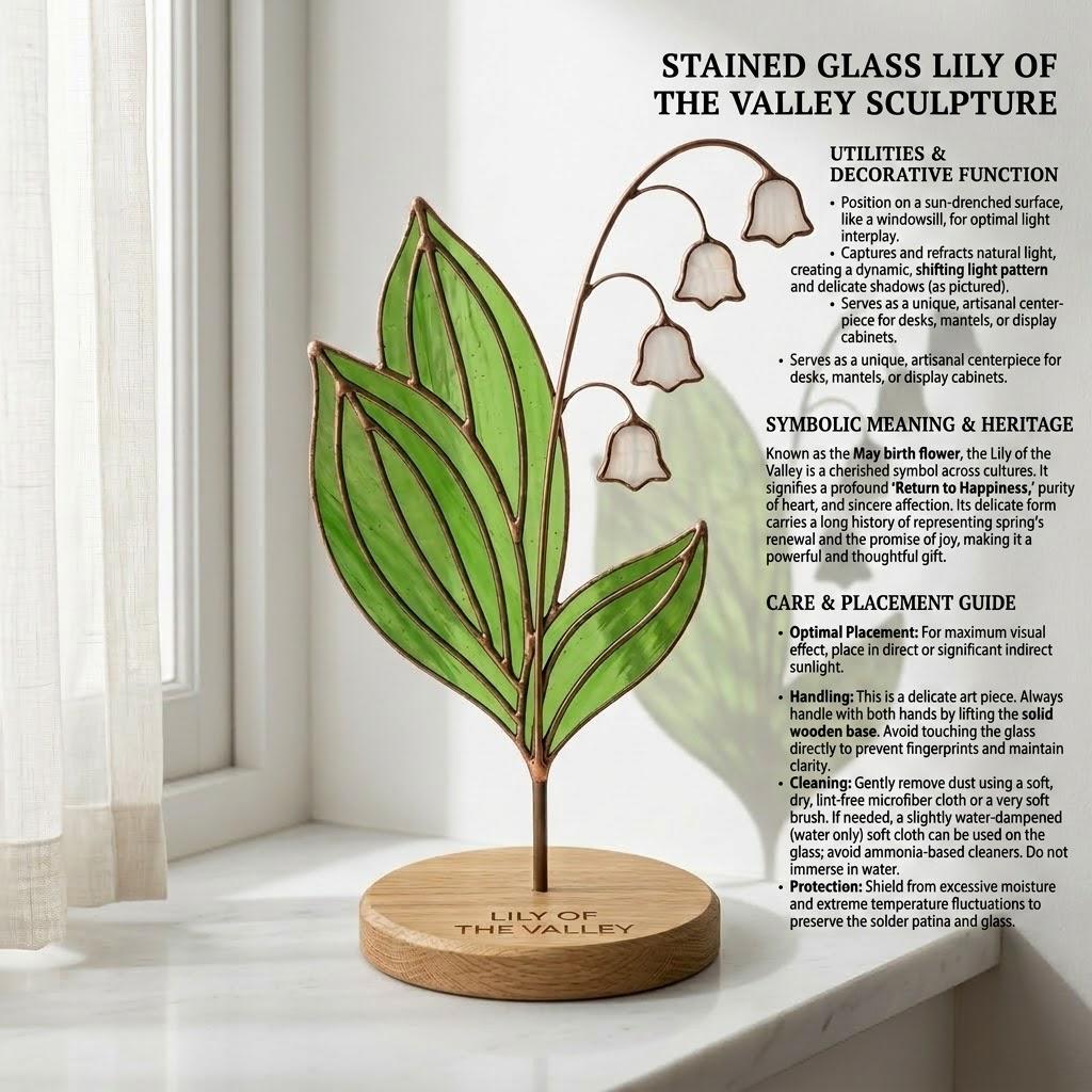 Lily of the Valley Stained Glass Flower May Birth Month Gift Mother's Day Gift for Mom Cottagecore Room Decor Botanical Art