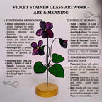 Violet Stained Glass Flower on Stand Mother's Day Gift for Mom February Birth Month Everlasting Floral Desk Decor Anniversary Gift