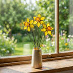 Stained Glass Daffodil Flower | Mother's Day Gift for Mom | March Birth Month | Everlasting Spring Window Decor | Birthday Gift Her