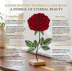 Stained Glass Rose Flower Anniversary Gift for Wife Mother's Day Gift June Birth Flower Everlasting Red Rose Desk Decor