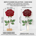 Stained Glass Rose Flower Anniversary Gift for Wife Mother's Day Gift June Birth Flower Everlasting Red Rose Desk Decor