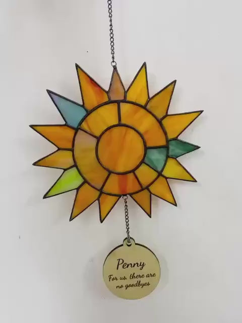 Personalized Stained Glass Pet Memorial Suncatcher - Dog Cat Remembrance